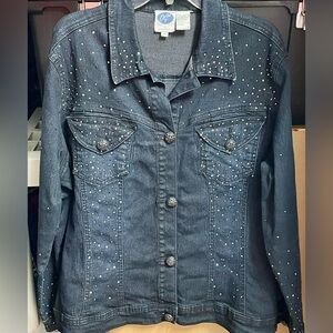 DG2 by Diane Gilman Dark Blue Jean Jacket with Silver Accents